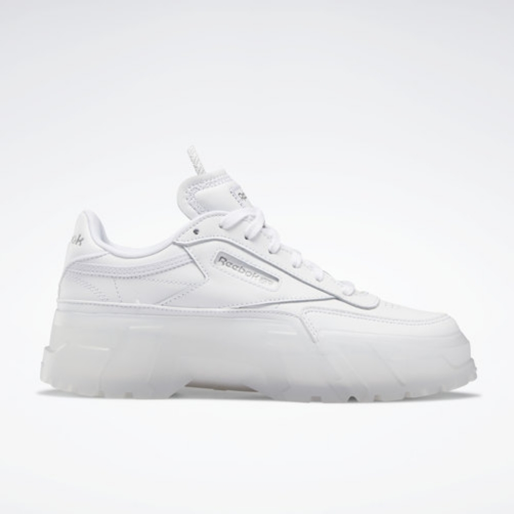 Reebok X Cardi B Club C Platform Chunky Triple White Chalk Sneakers Size 37